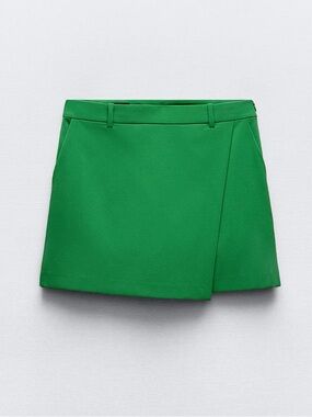 Zara Green Mini Skirt skort with Wrap Detail